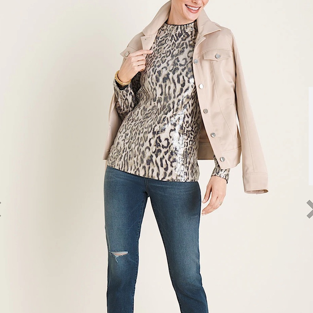 NWT Chico’s Cheetah-Print Sequin Top - Picture 11 of 12